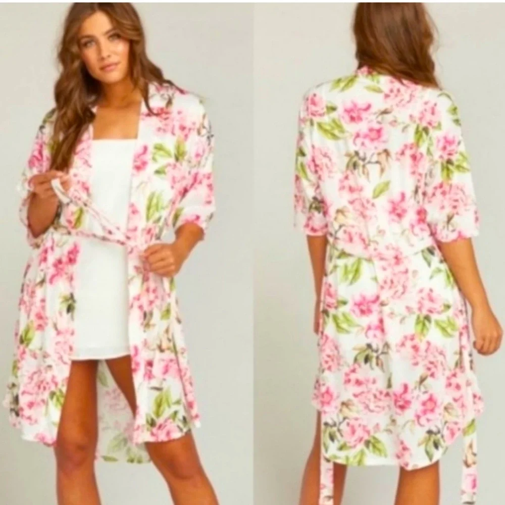 SHOW ME YOUR MUMU‎ Women’s Brie Floral Belted Spring Robe Size O/S